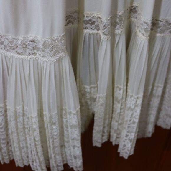 Van Raalte Vintage 1955 Off White Lace Pleated Slip Dress Large Nylon - Picture 8 of 16
